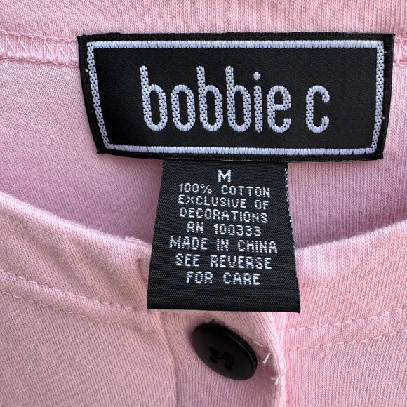 Bobbie C Womens Pink Embroidered Cat Paw Print Cotton Cardigan & Tank Set New M - Picture 3 of 10
